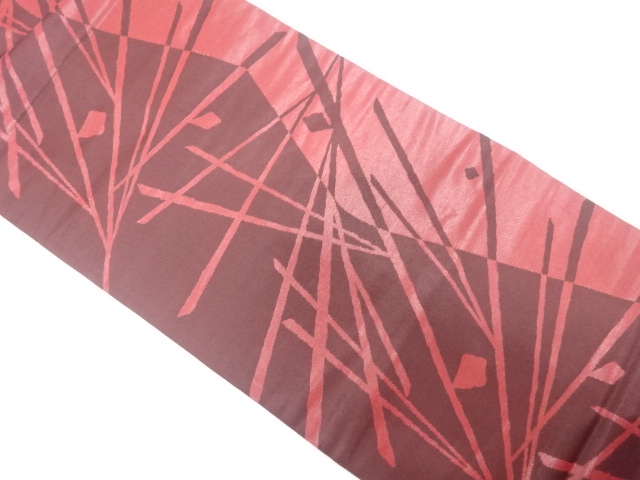 抽象枝葉模様織り出し　名古屋帯